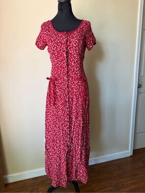 90s Summer floral polka dot sundress bow details